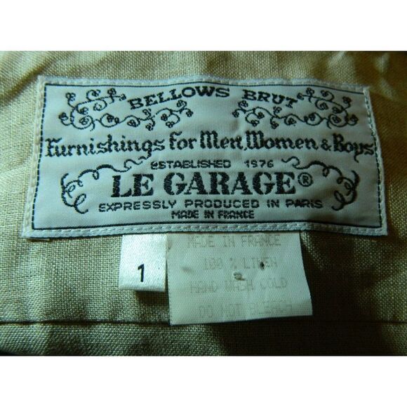 Bellows Brut Le Garage Blouse Vintage Beige‎ Linen Lace Paris France Medium - Picture 8 of 9